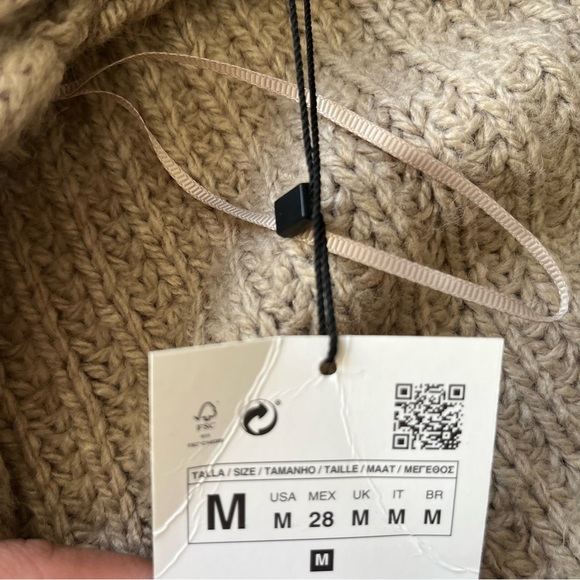 Zara Chunky Knit Open Cardigan Coat with Built in Scarf - Picture 16 of 16